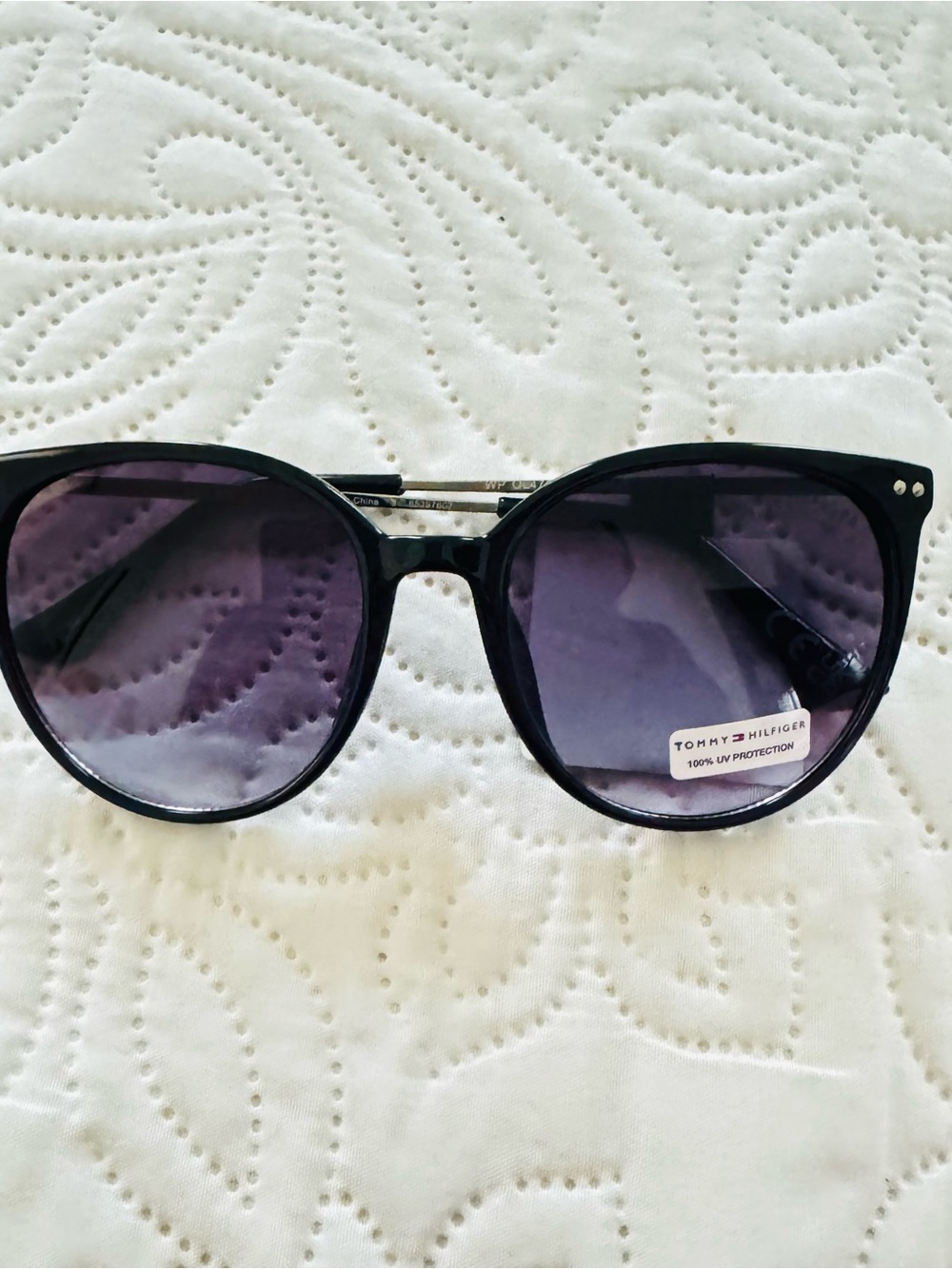 Tommy Hilfiger Black Frame Sunglasses with Purple Lenses